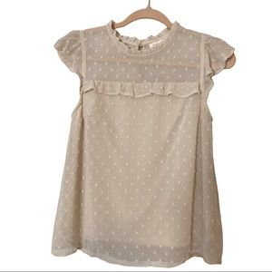 Monteau Ivory Swiss Dot Top Size Small NWT